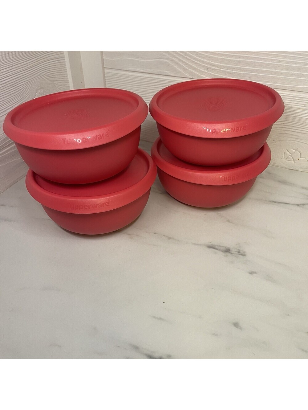 Vintage Tupperware Red Bowls w Lids Set of 4 Model 6918A-4